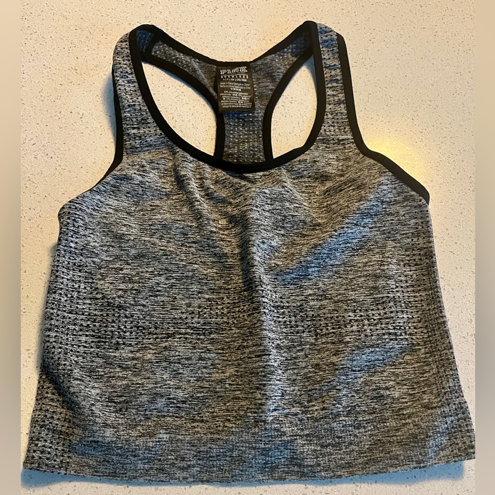 PINK Victoria's Secret Black Seamless Workout Cropped Tank